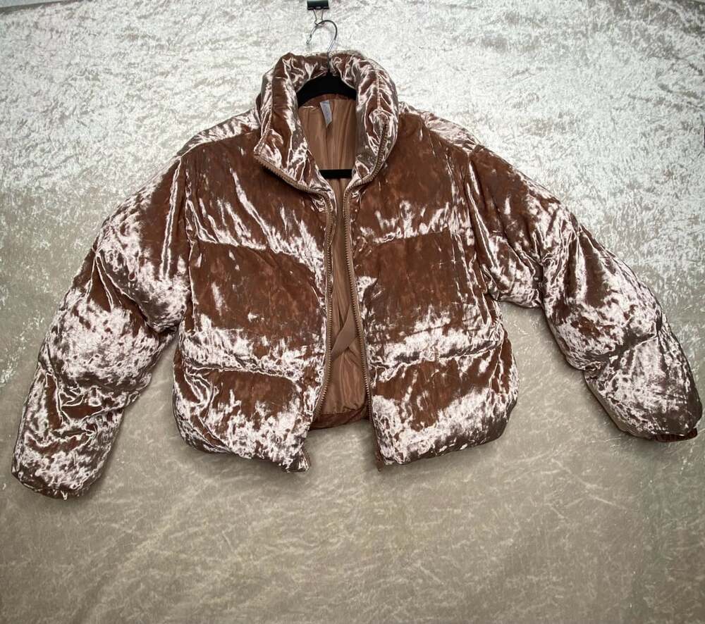 Fabletics Wander Crushed Velour Cropped Puffer Jacket Size XS